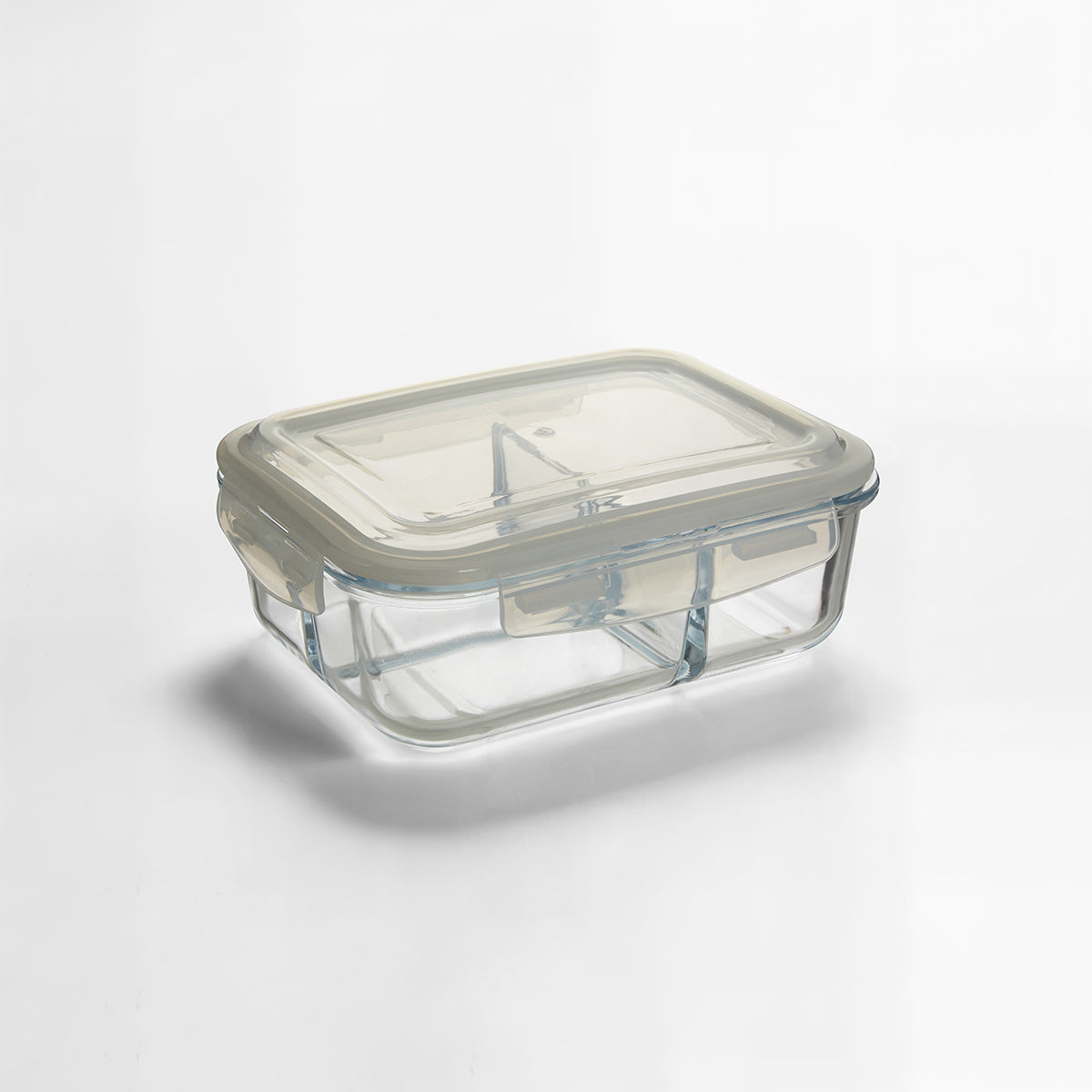 Freska 3 Section Rectangular Glass Container With Lid 1520 ml