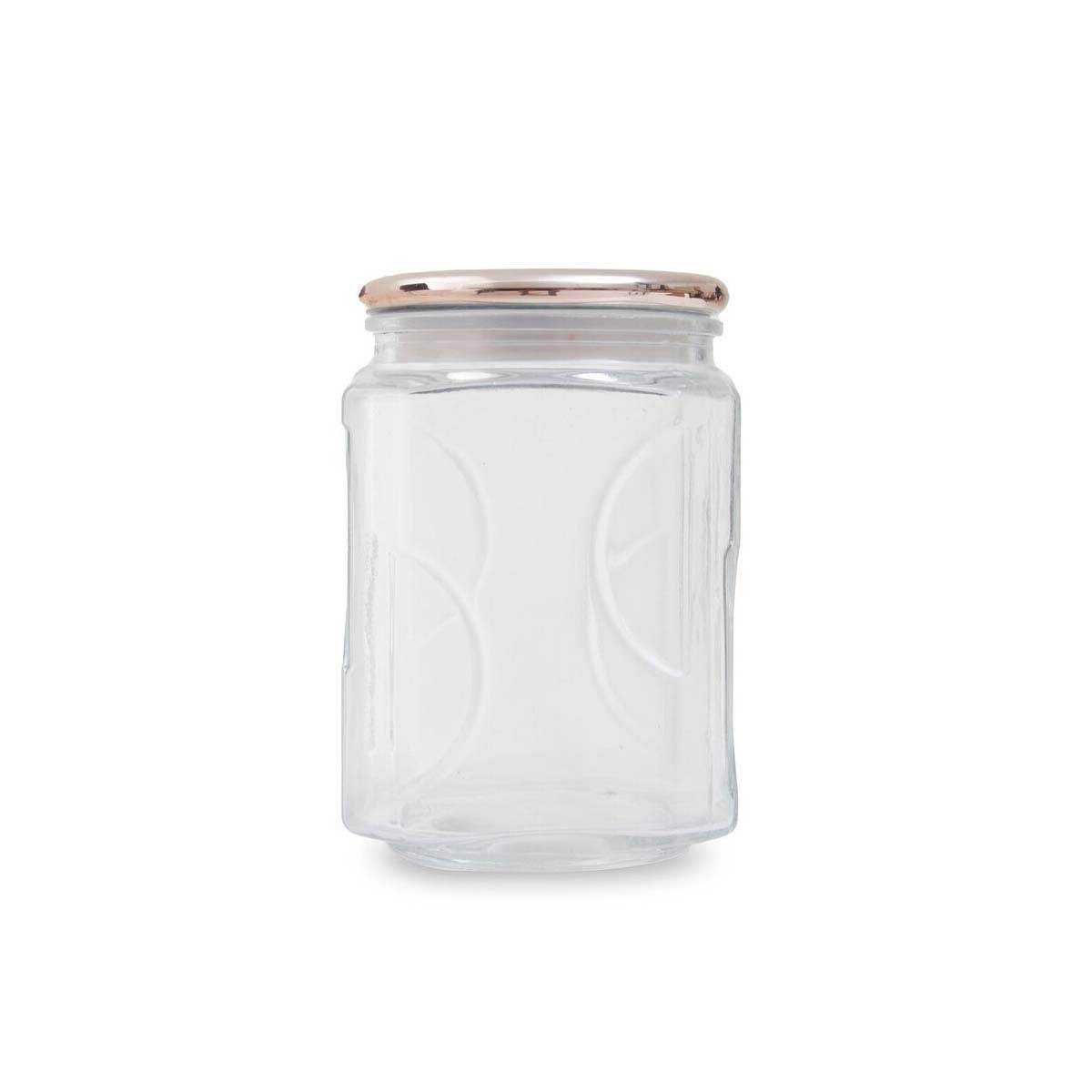 1850Ml Sqr Glass Jar Rose Gold Lid
