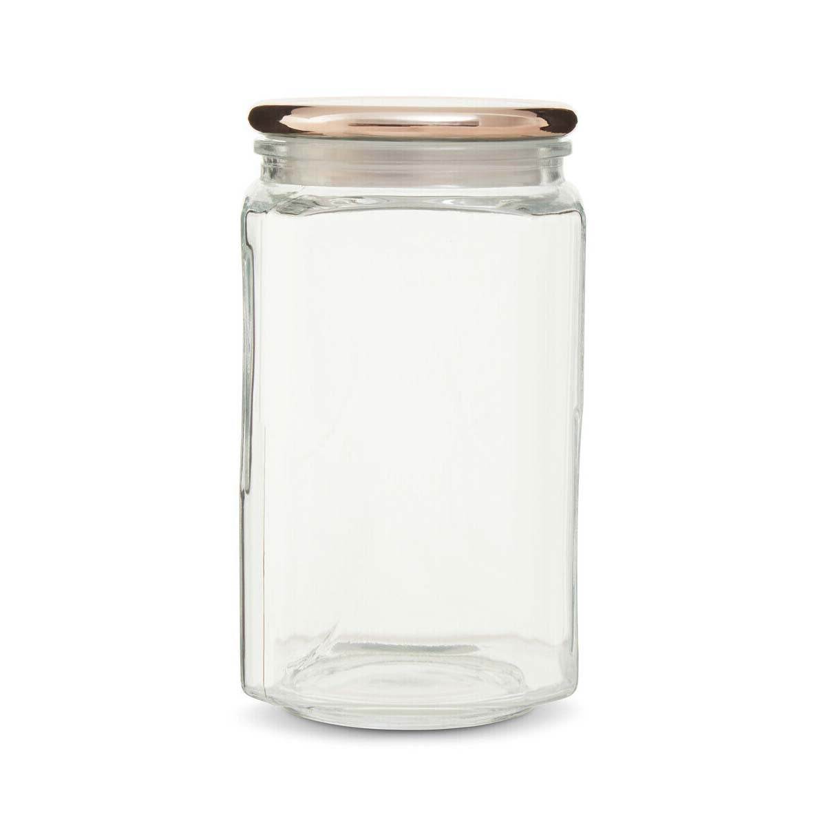 2300Ml Sqr Glass Jar Rose Gold Lid