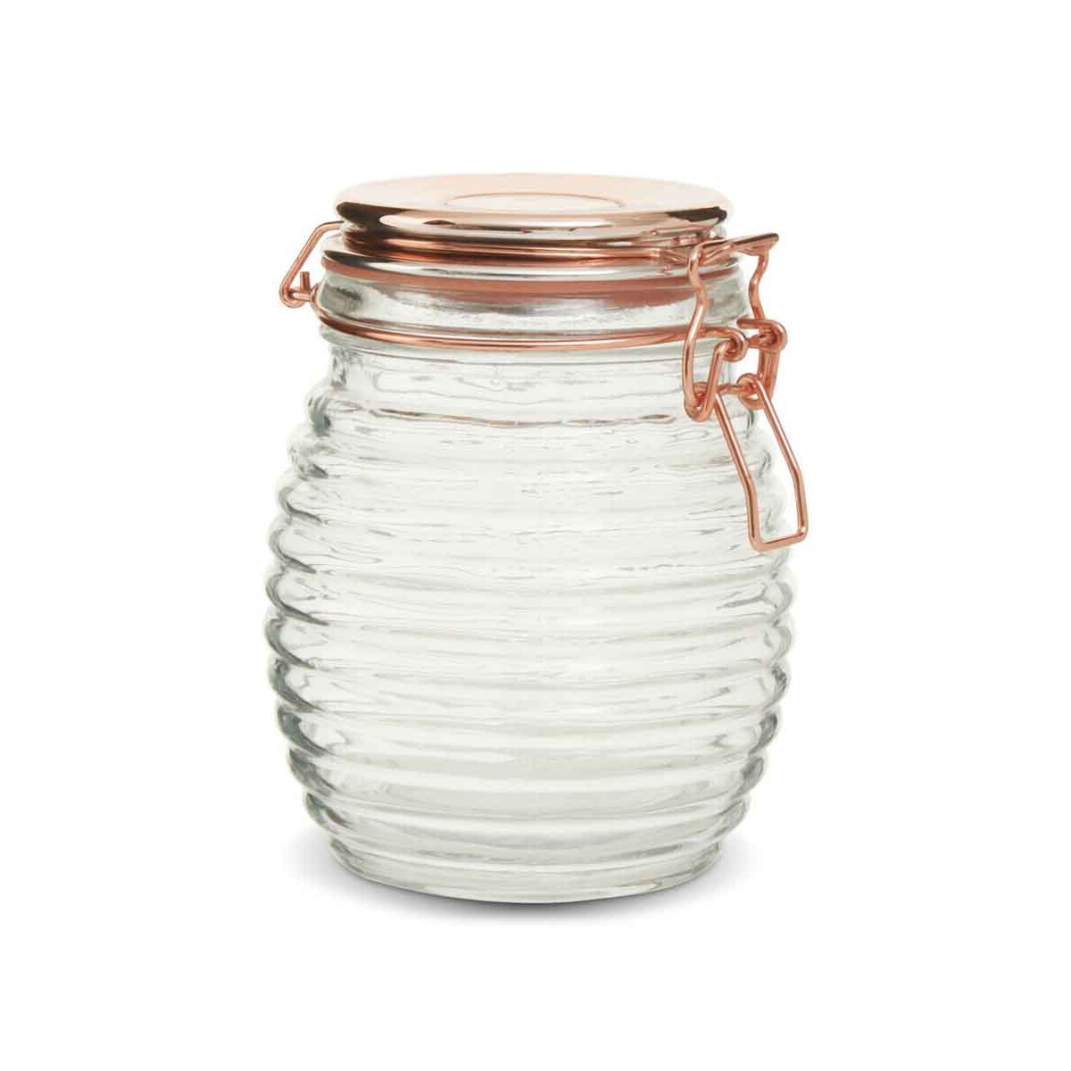 950Ml Rnd Glass Jar Clip Top Rose Gold Lid