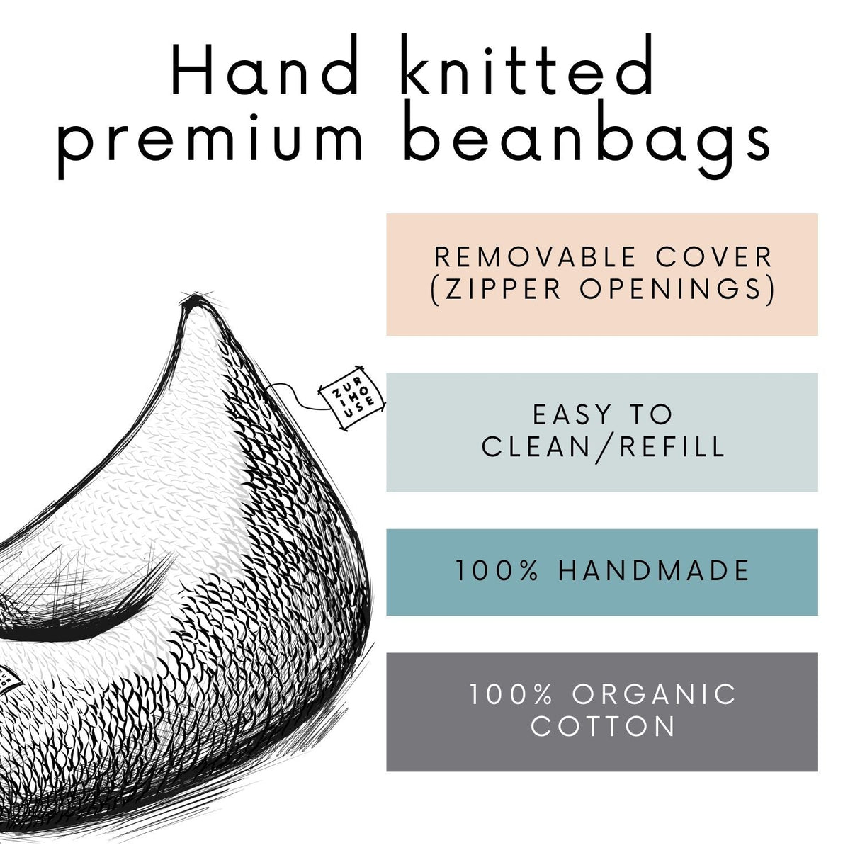 Knitted Bean Bag | BEIGE | R2G