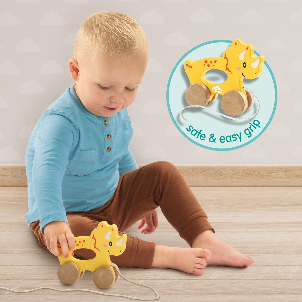 Push and Pull 2 in 1 Wooden Triceratops
