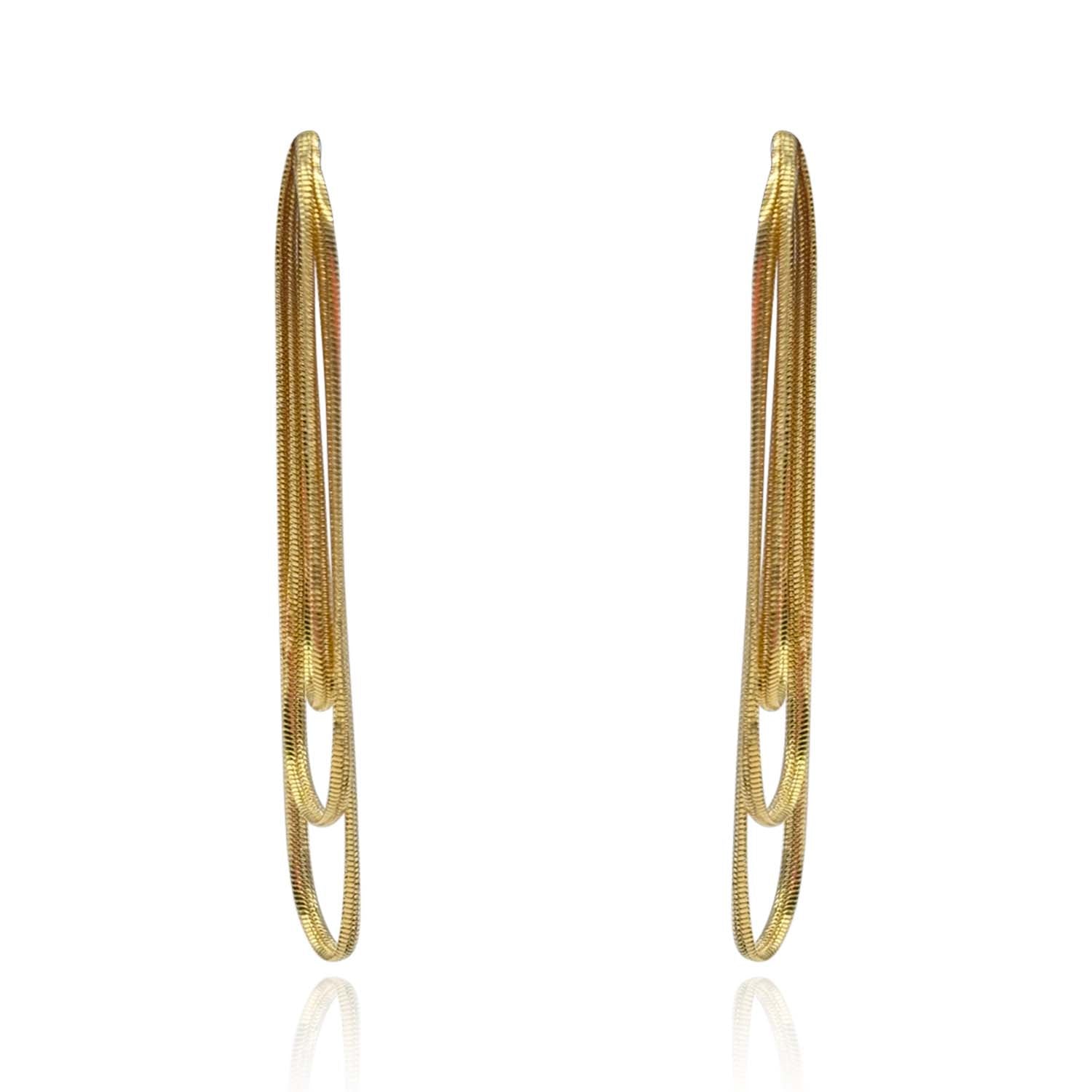 Double Gold Cobra Chain Pierced Earrings