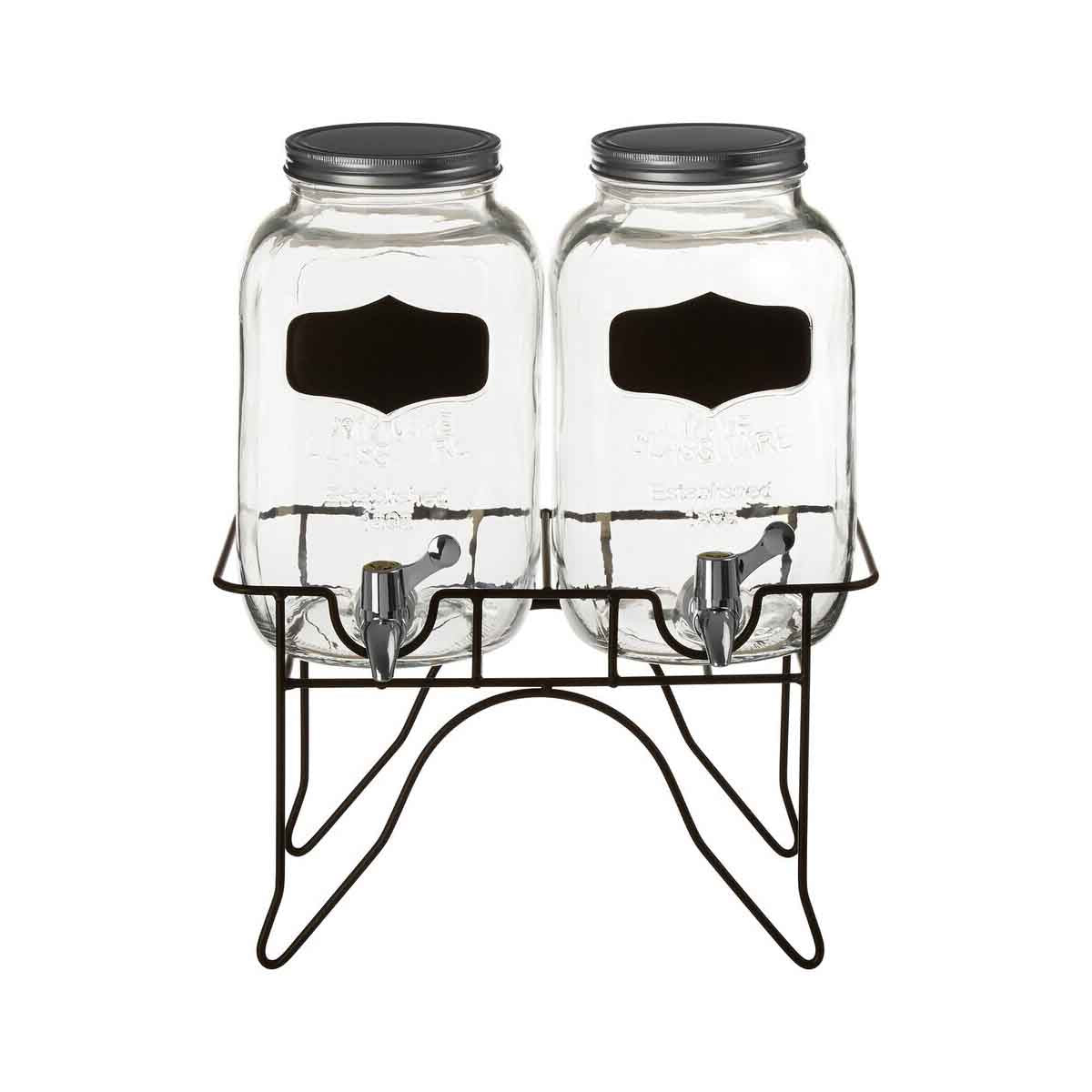 Grocer Set of 2 Drink Dispensers with Stand
