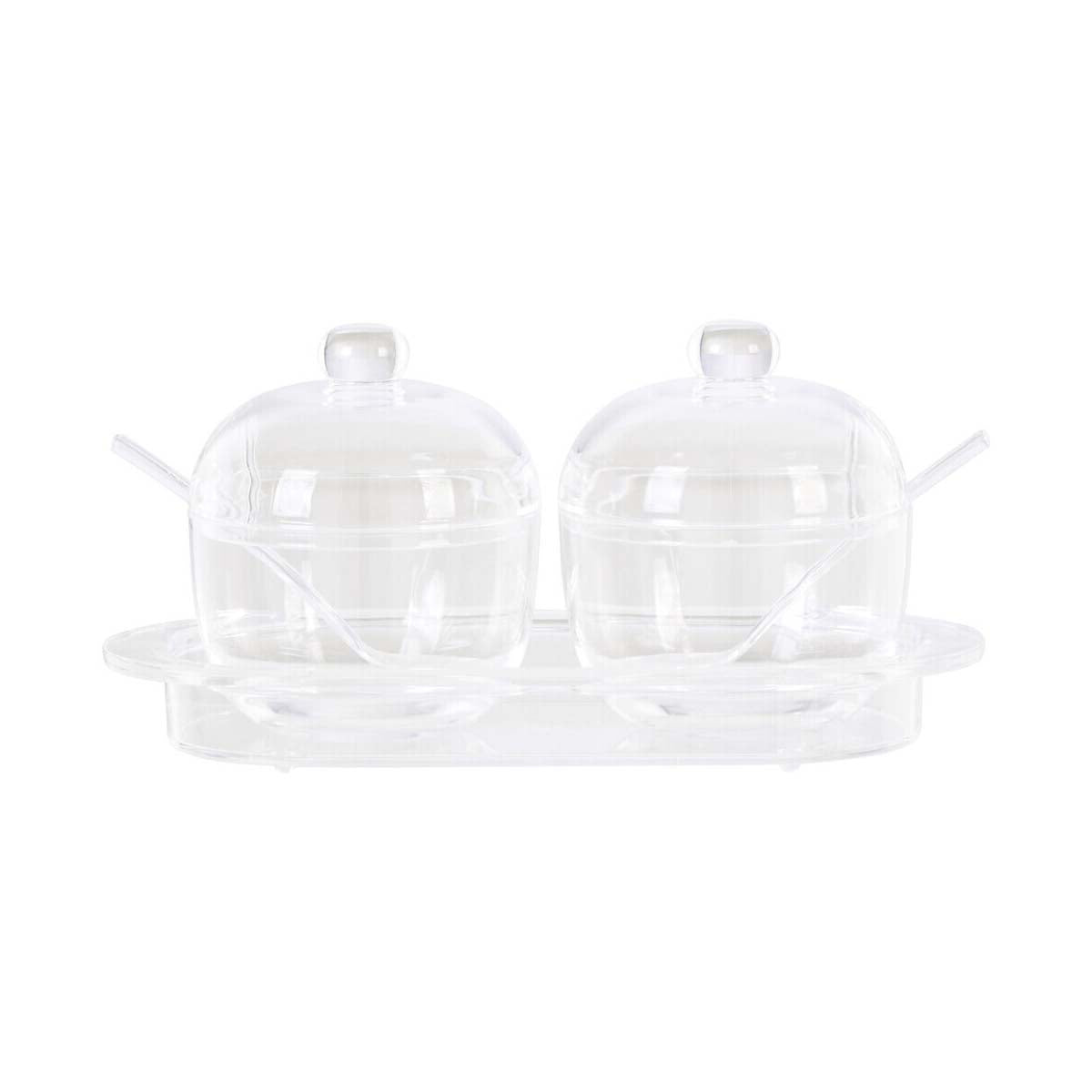 Gozo Set Of 2 Condiment Pots withy Tray