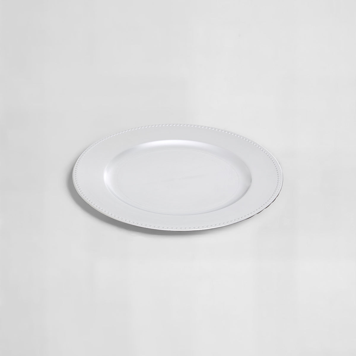 Dia Silver Charger Plate With Dotted Rim