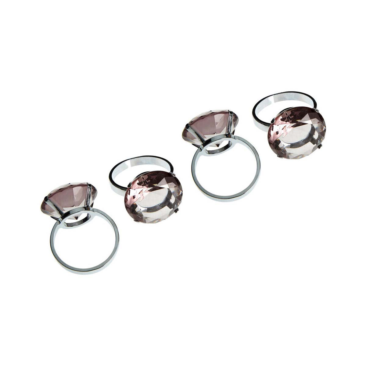 Set Of Four Smoke Grey Diamante Napkin Rings