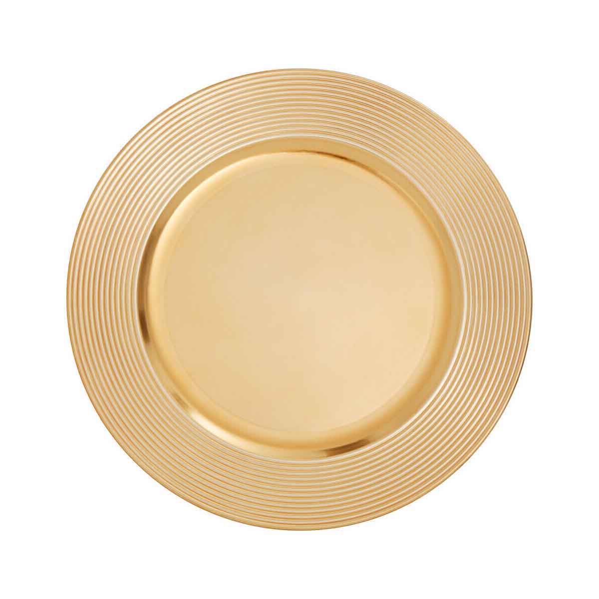 Dia Gold Charger Plate With Ribbed Rim