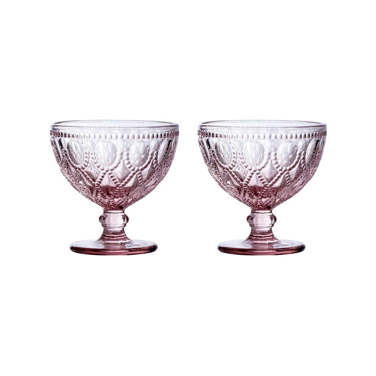 Fleur Set Of Two Pink Glass Sundae Dishes