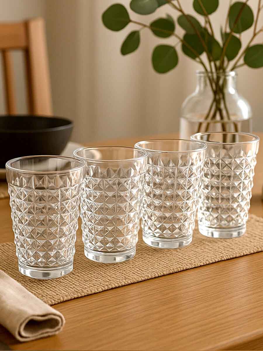 Set Of Four Pyramid Hi Ball Glasses