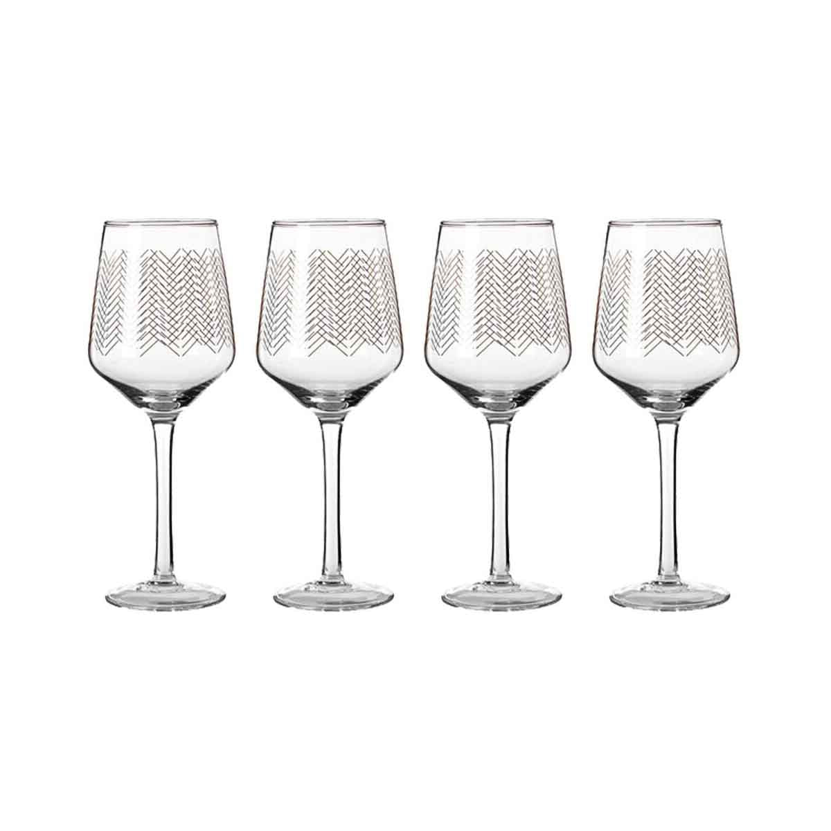 Set Of Four Jazz Wine Glasses
