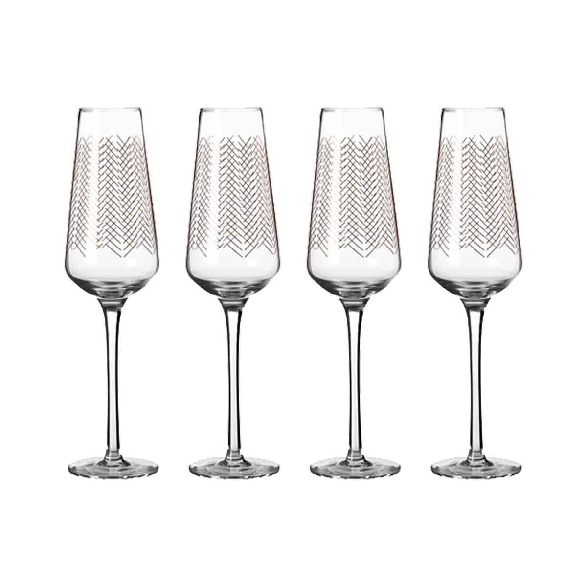 Set Of Four Jazz Champagne Glasses