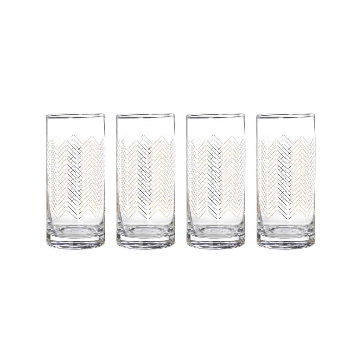 Set Of Four Jazz Highball Glasses