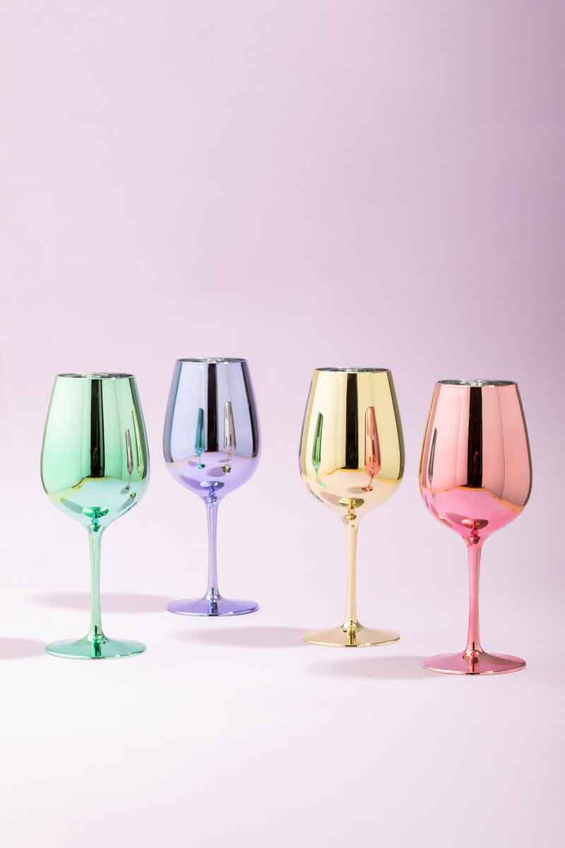 Mimo Set Of 4 Assorted Colours Wine Glasses