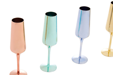 Aurora Set of Four Champagne Flutes In Assorted Colours