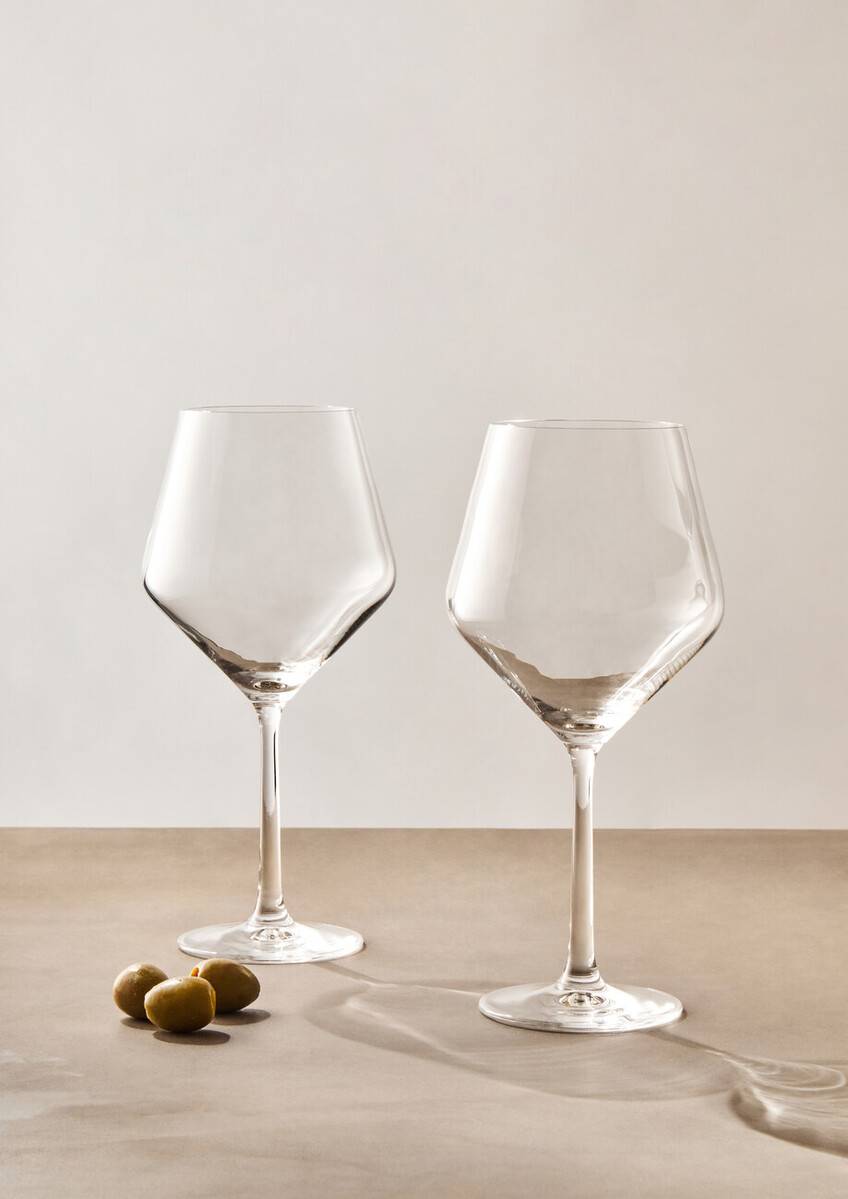 Ada Set Of 2 Crystal Burgundy Glasses