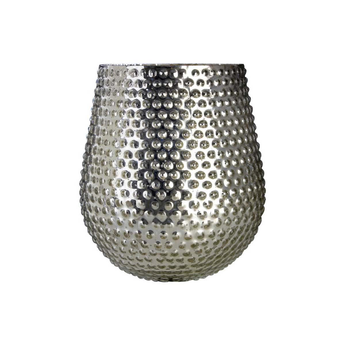 Complements Silver Large Glass Candle Holder