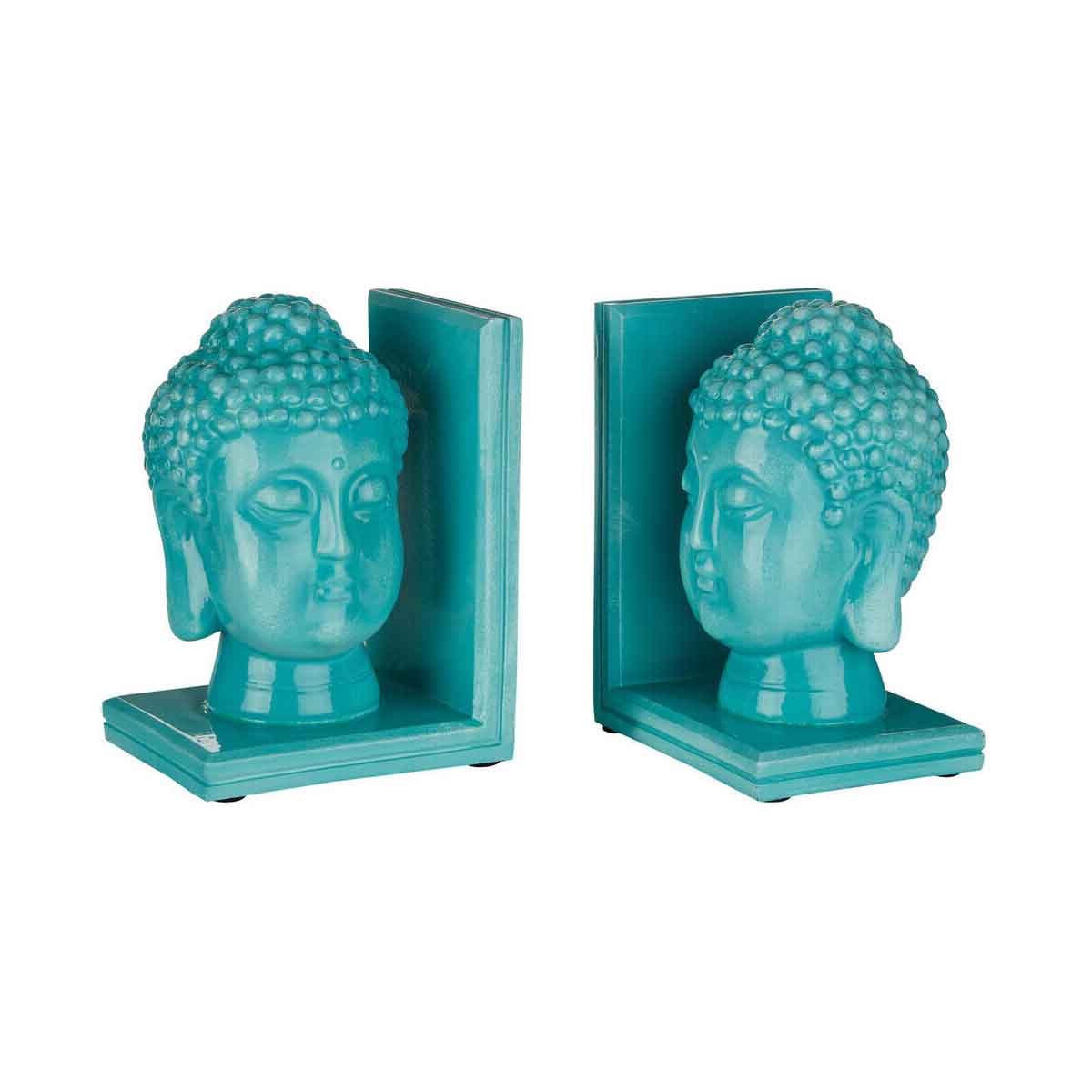 Piper Set of Turquoise Buddha Head Bookends