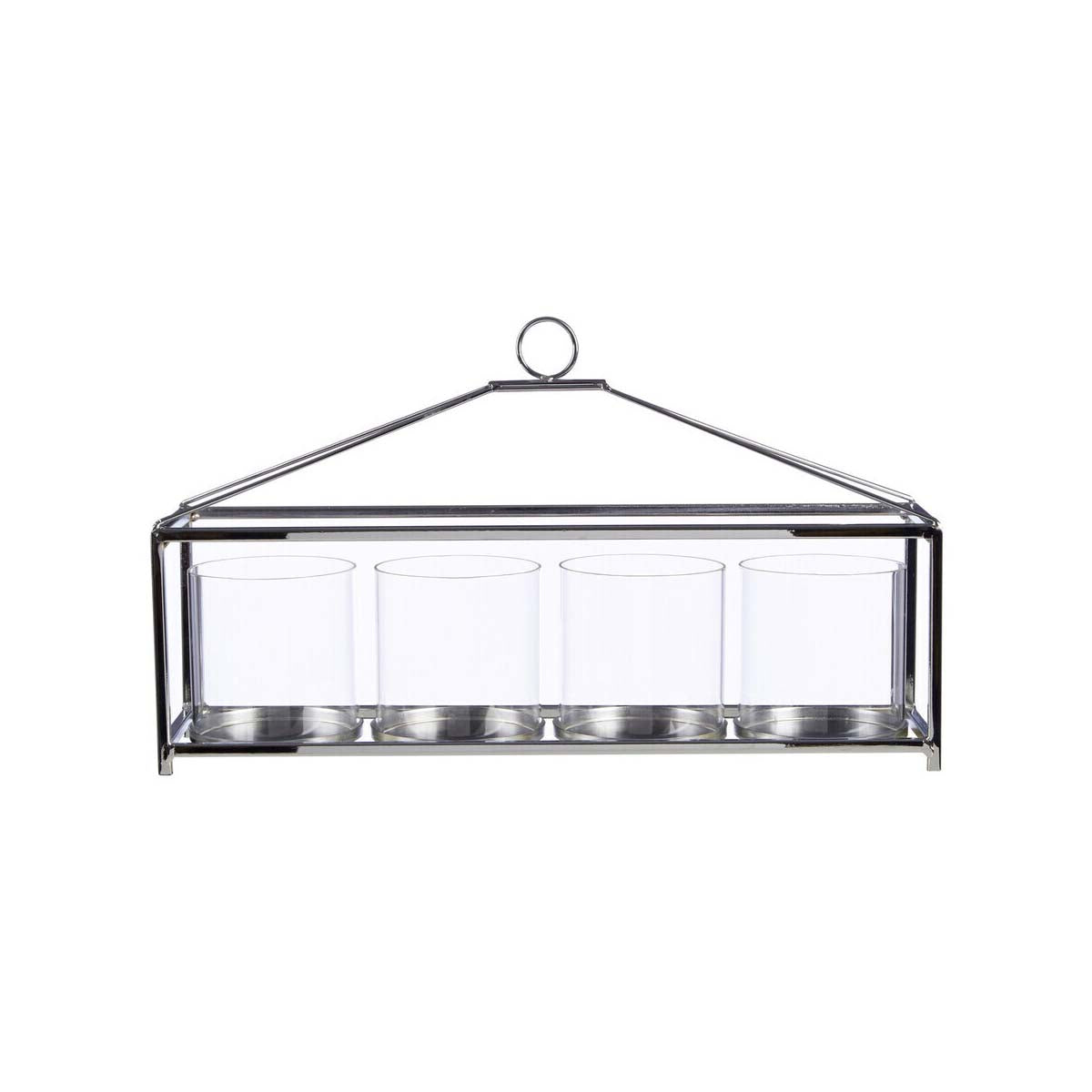 Glass and Silver Long Table Candle Holder