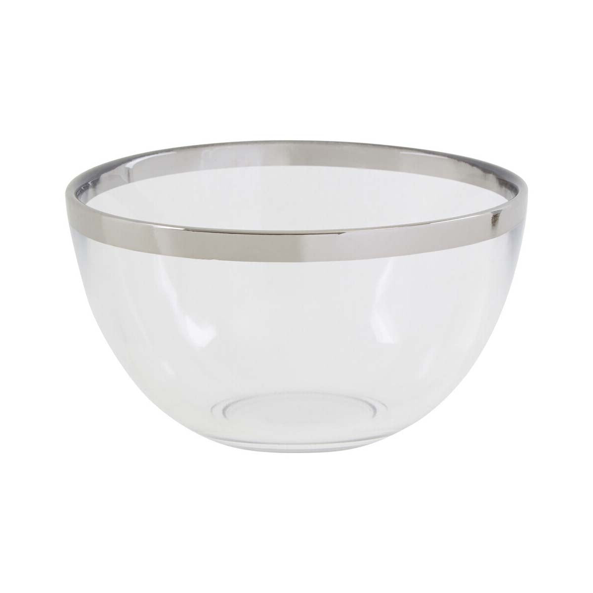 Ida 15cm Plain Glass Bowl With Silver Rim