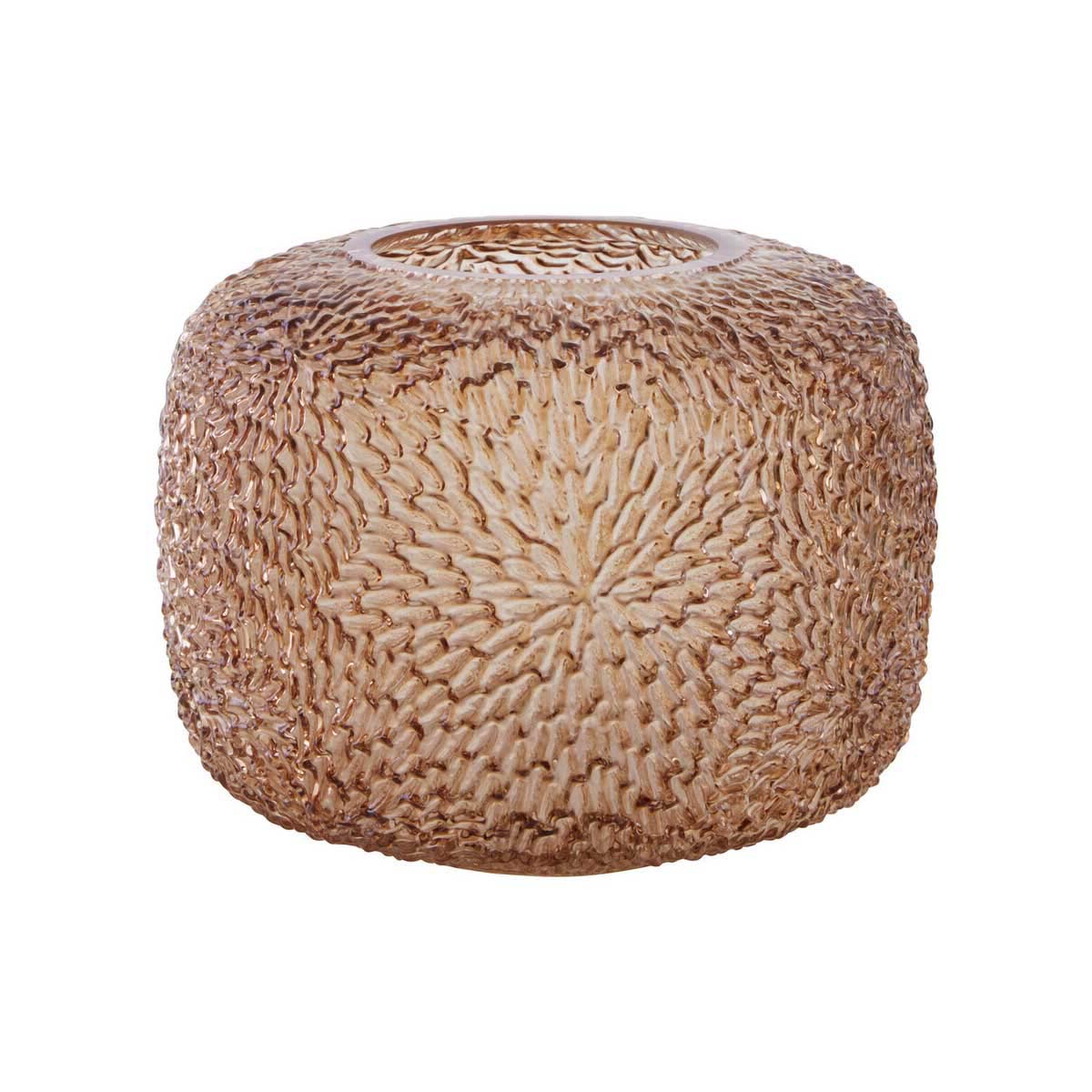 Colbie Small Embossed Amber Glass Vase