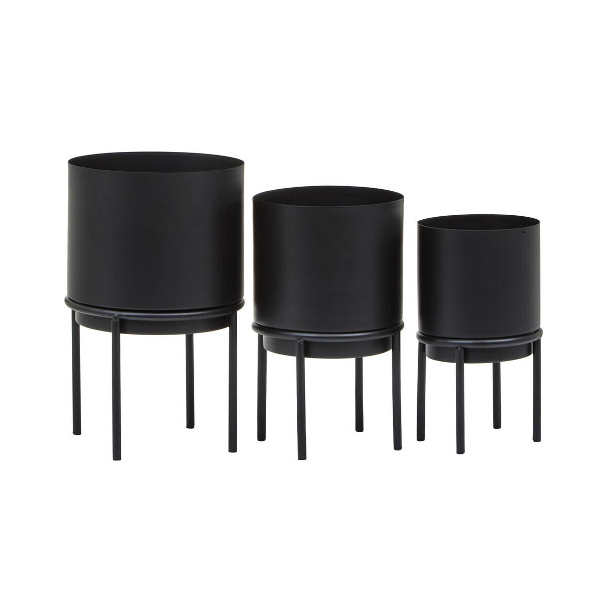 Avento Set Of Three Black Finish Planters