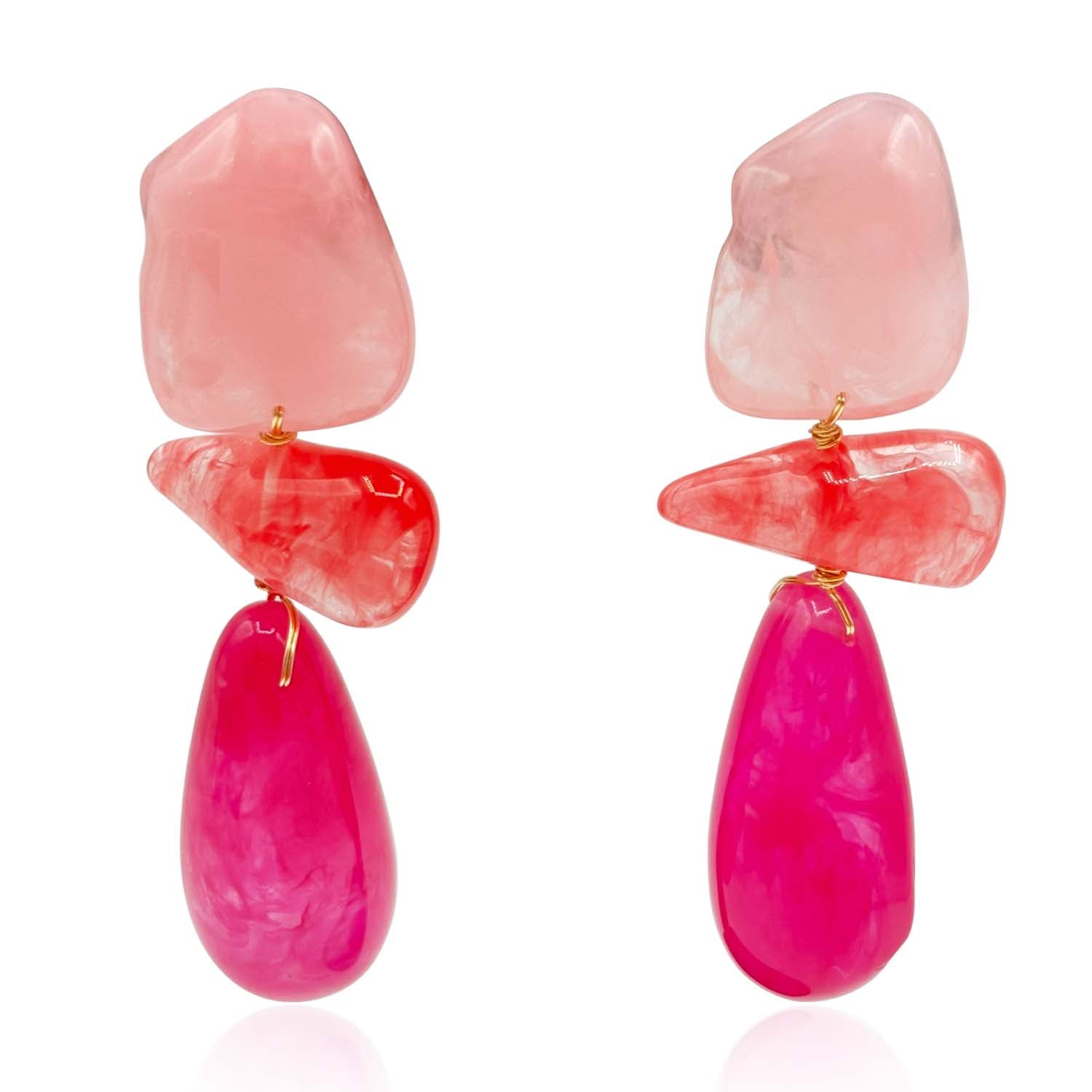 Pink and Orange and Fuschia Rockstar Drop Earrings