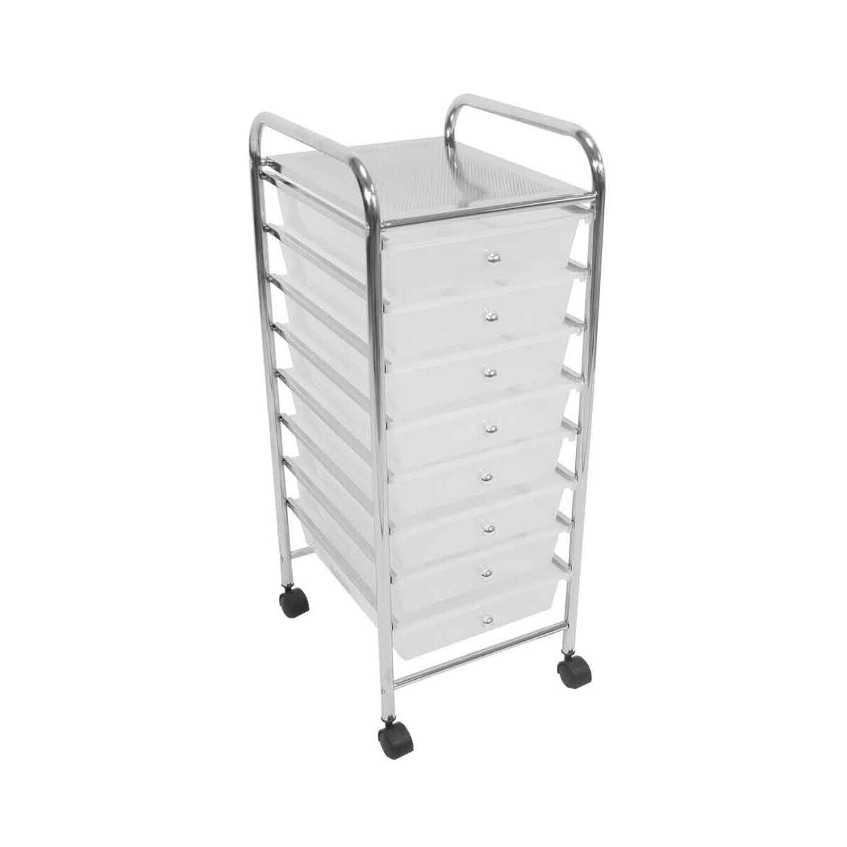8 White Plastic Drawers Trolley
