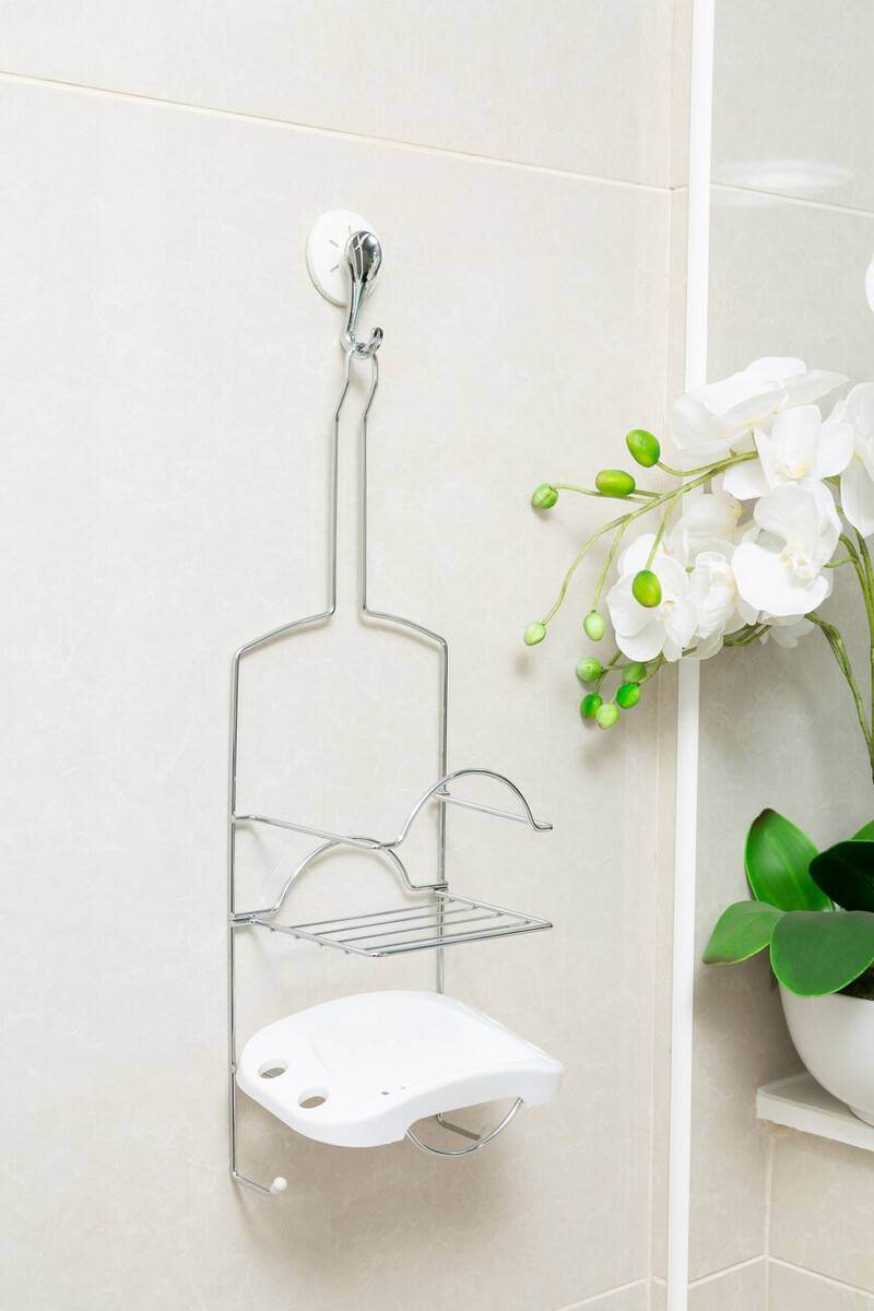 2 Tier White Soap Dish Shower Caddy