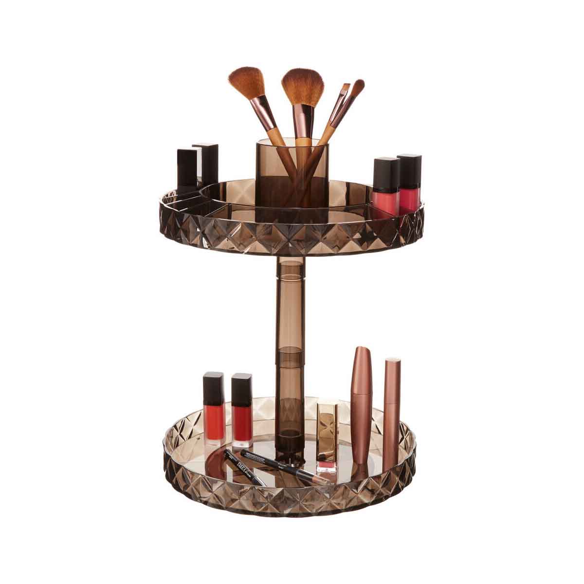 Beauty Two Tier Revolving Black Cosmetic Organiser