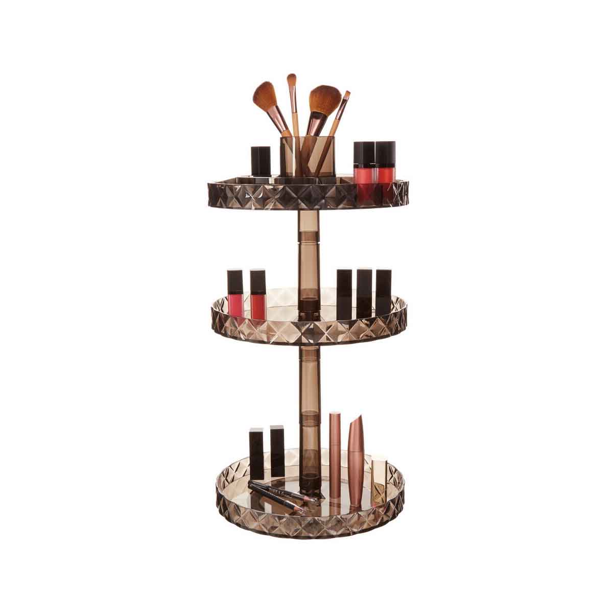 Beauty Three Tier Revolving Black Cosmetic Organiser