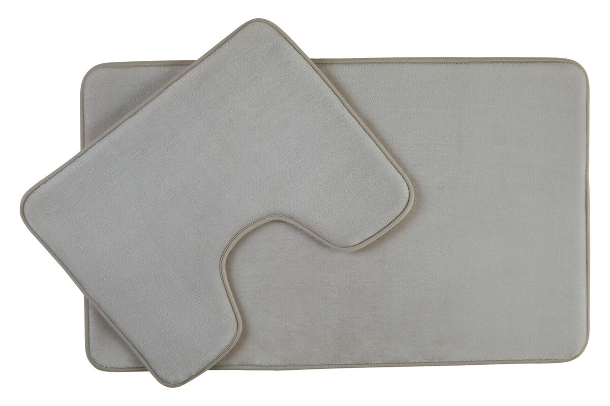 Soak Light Grey Bath And Pedestal Mat Set