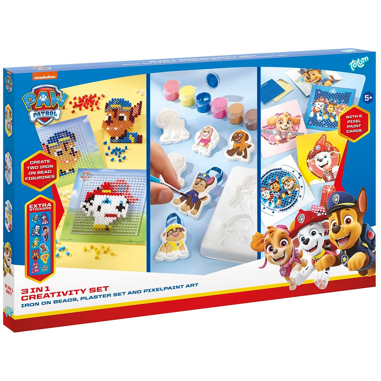 Paw Patrol 3 in 1 Creativity Set With Iron on Beads Plaster Set and Pixelpaint Art