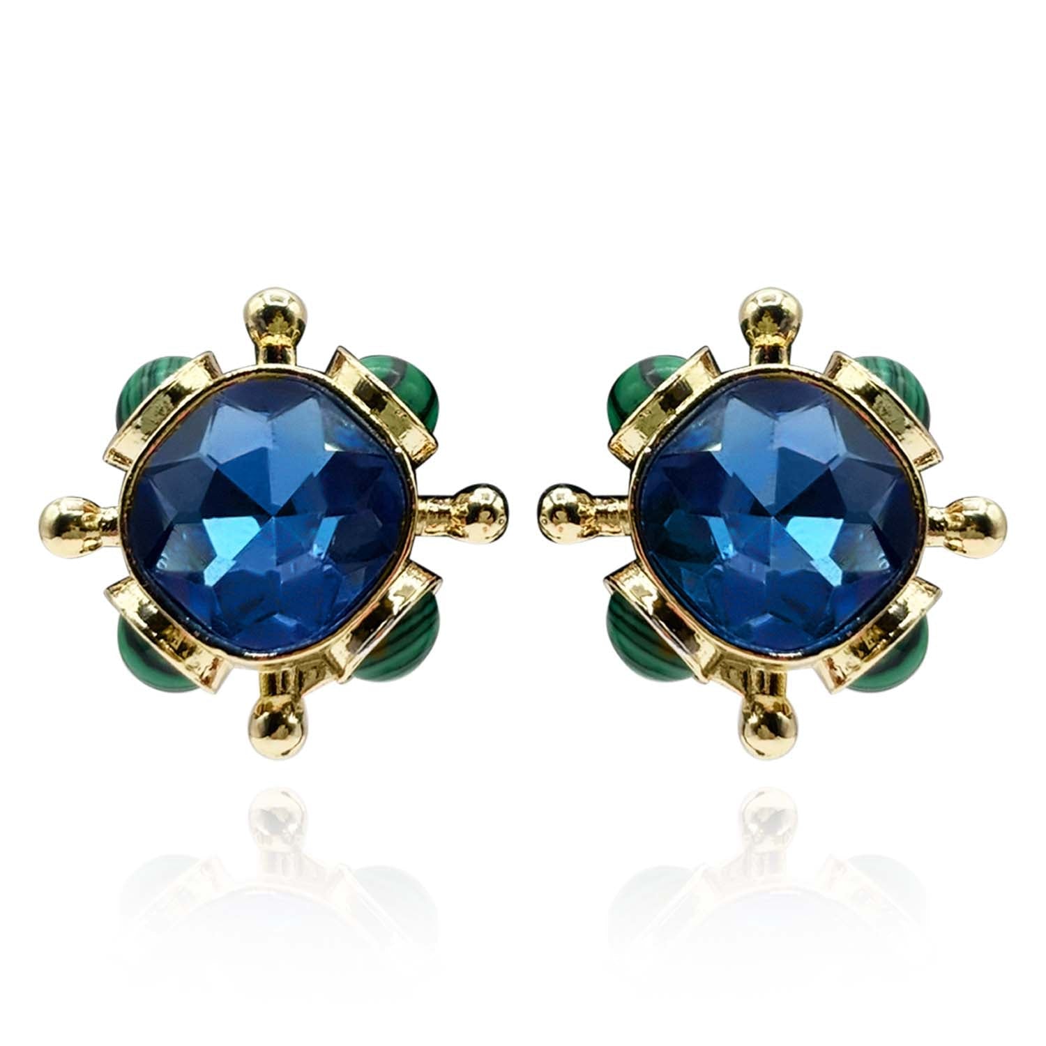 Sapphire and Malachite Sputnik Earrings