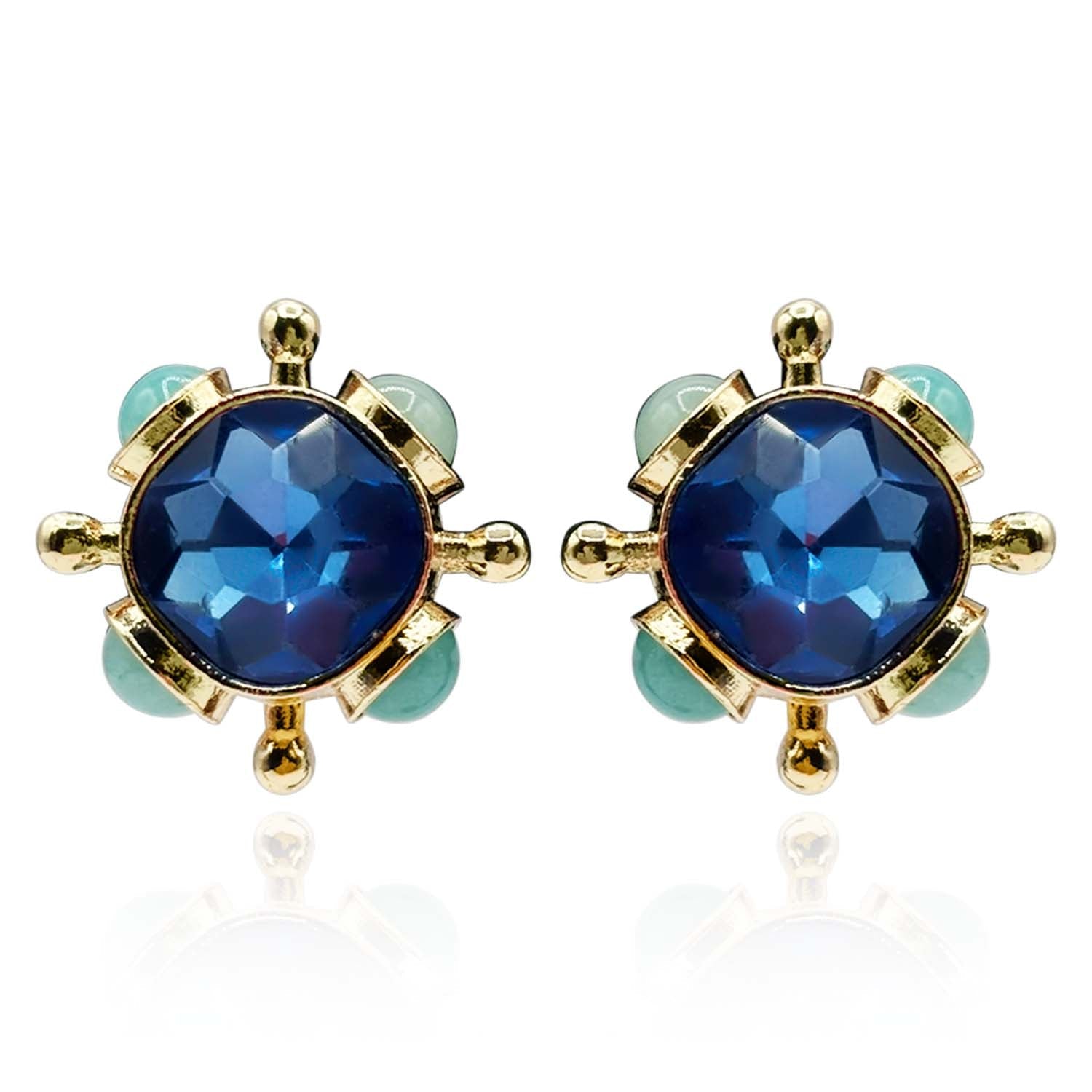 Sapphire and Blue Chalcedony Sputnik Earrings