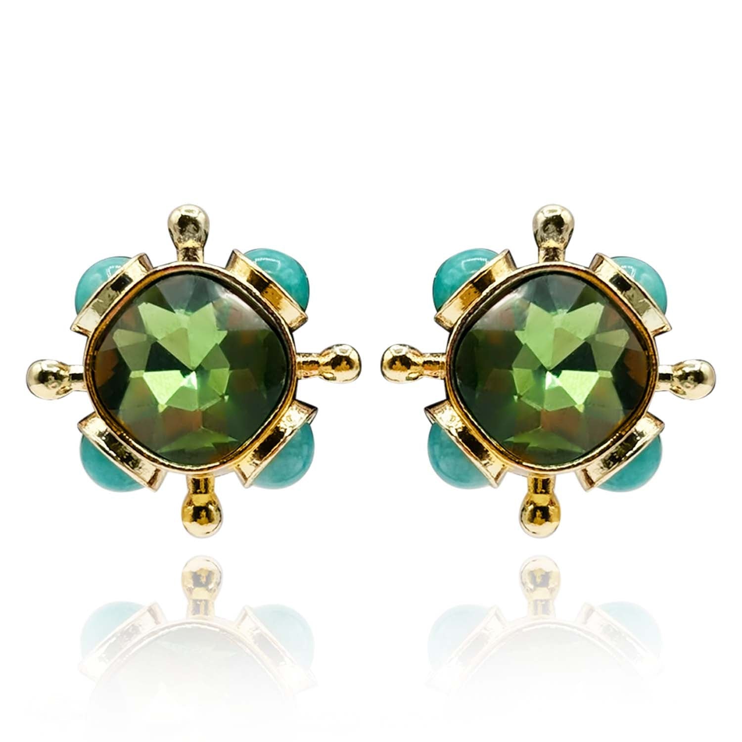Peridot and Blue Chalcedony Sputnik Earrings