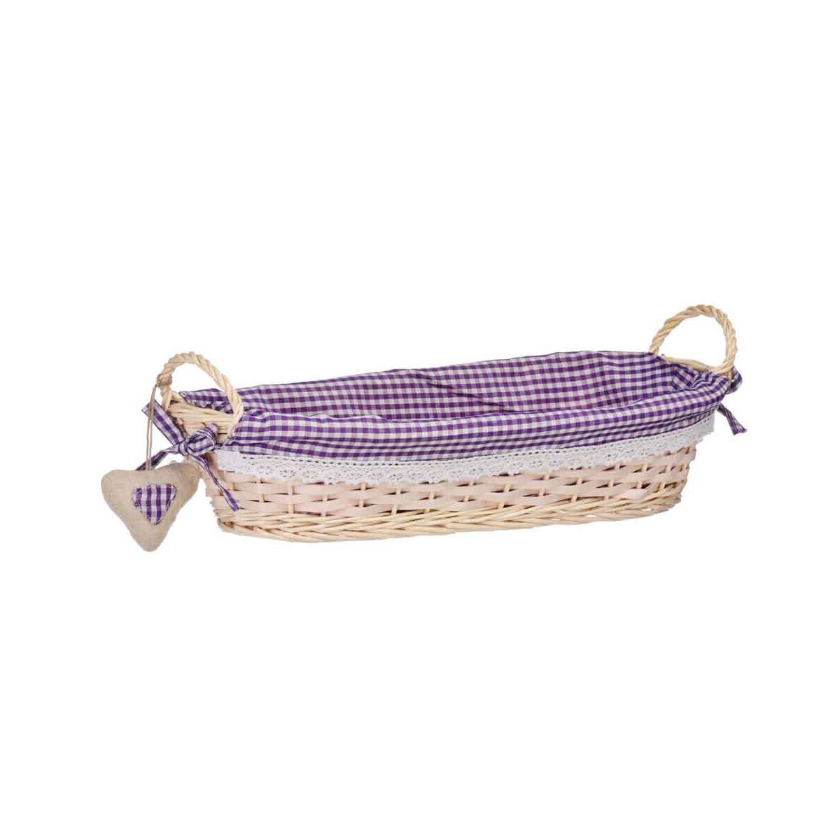 Purple Gingham Lining Oblong Willow Basket
