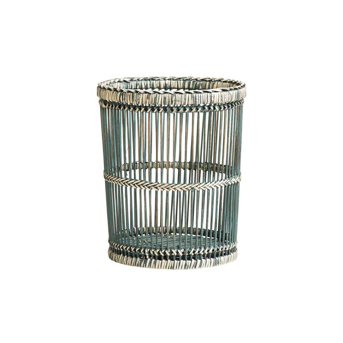 Rustic Rattan/Bamboo Grey Washed Waste Bin
