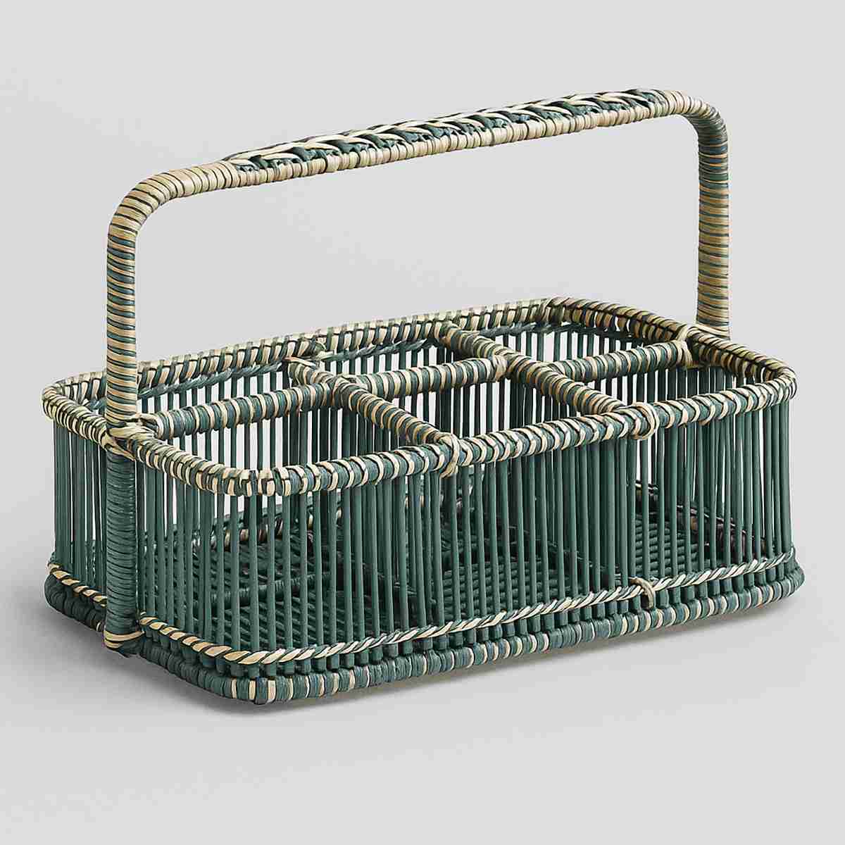 Rustic Grey Washed Rectangular Caddy Basket