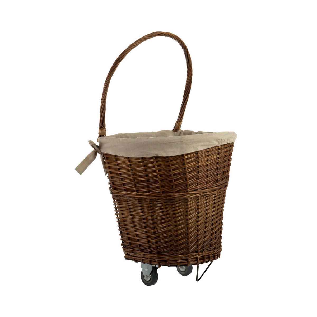 Natural Willow Basket On Wheels