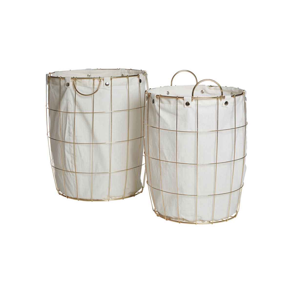 Harga Set Of Two Round Gold Wire Laundry Baskets