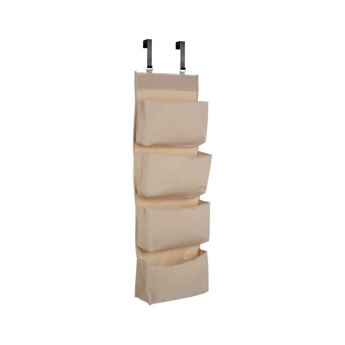 Cream Polyester Over Door Hanging Organiser