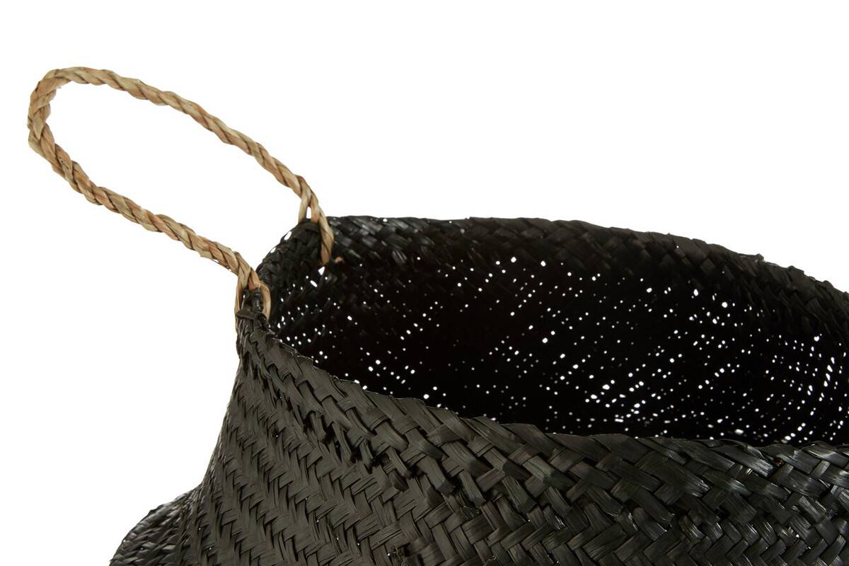 Black And Silver Medium Seagrass Basket
