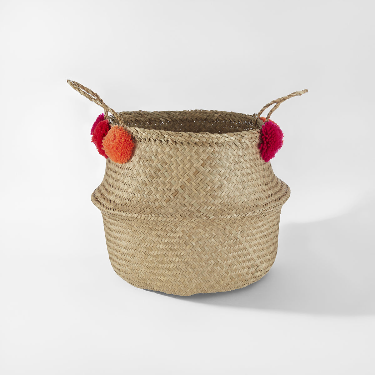 Small Seagrass Pom Pom Basket