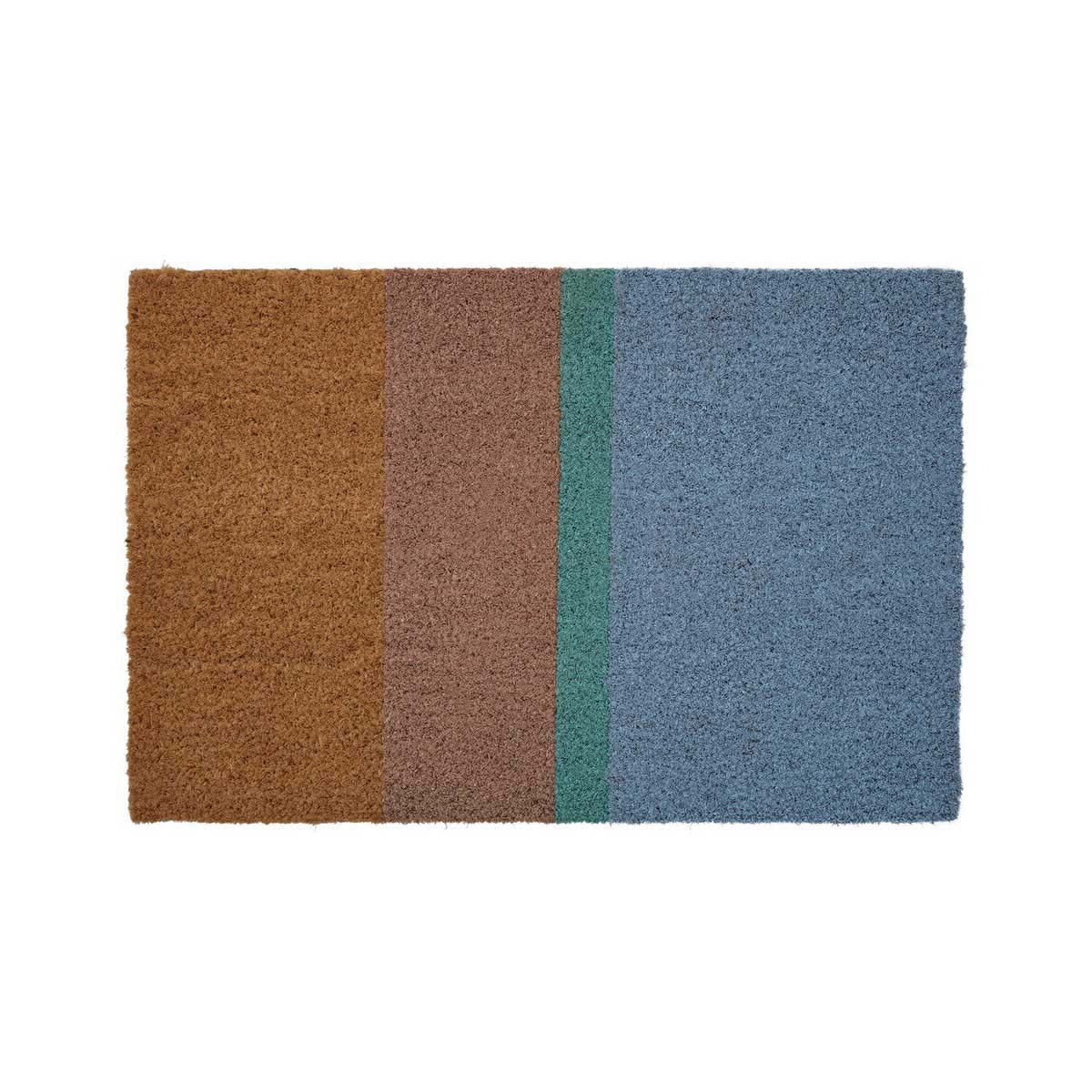 Japandi Light Coir Doormat With Stripes