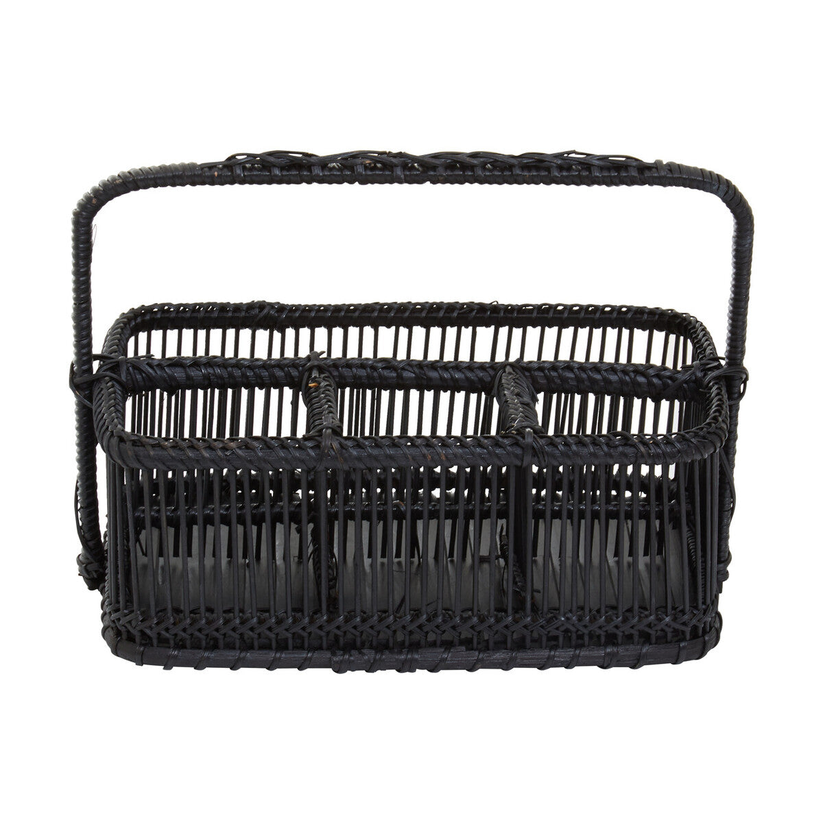 Rustc Black Rattan And Bamboo Caddy Bask