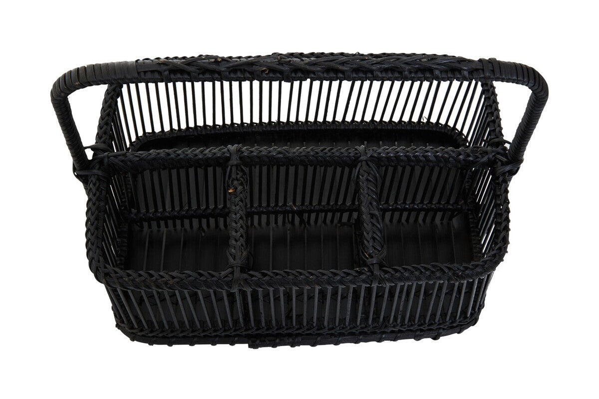 Rustc Black Rattan And Bamboo Caddy Bask