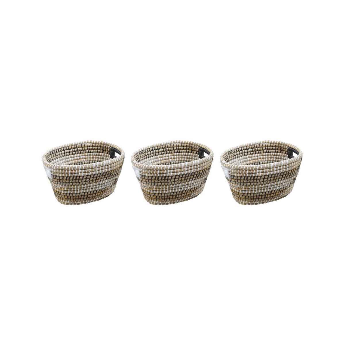Lidi Set Of Three Oval Straw Baskets
