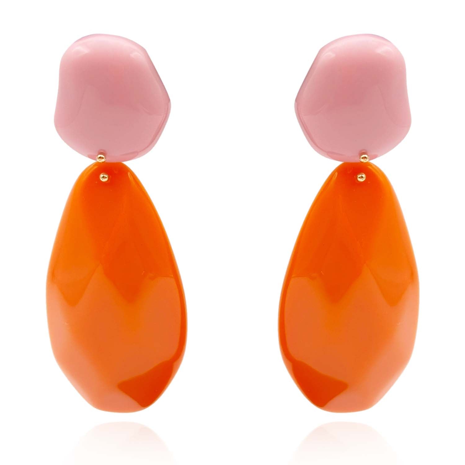 Pink and Orange Pebble Resin Earrings