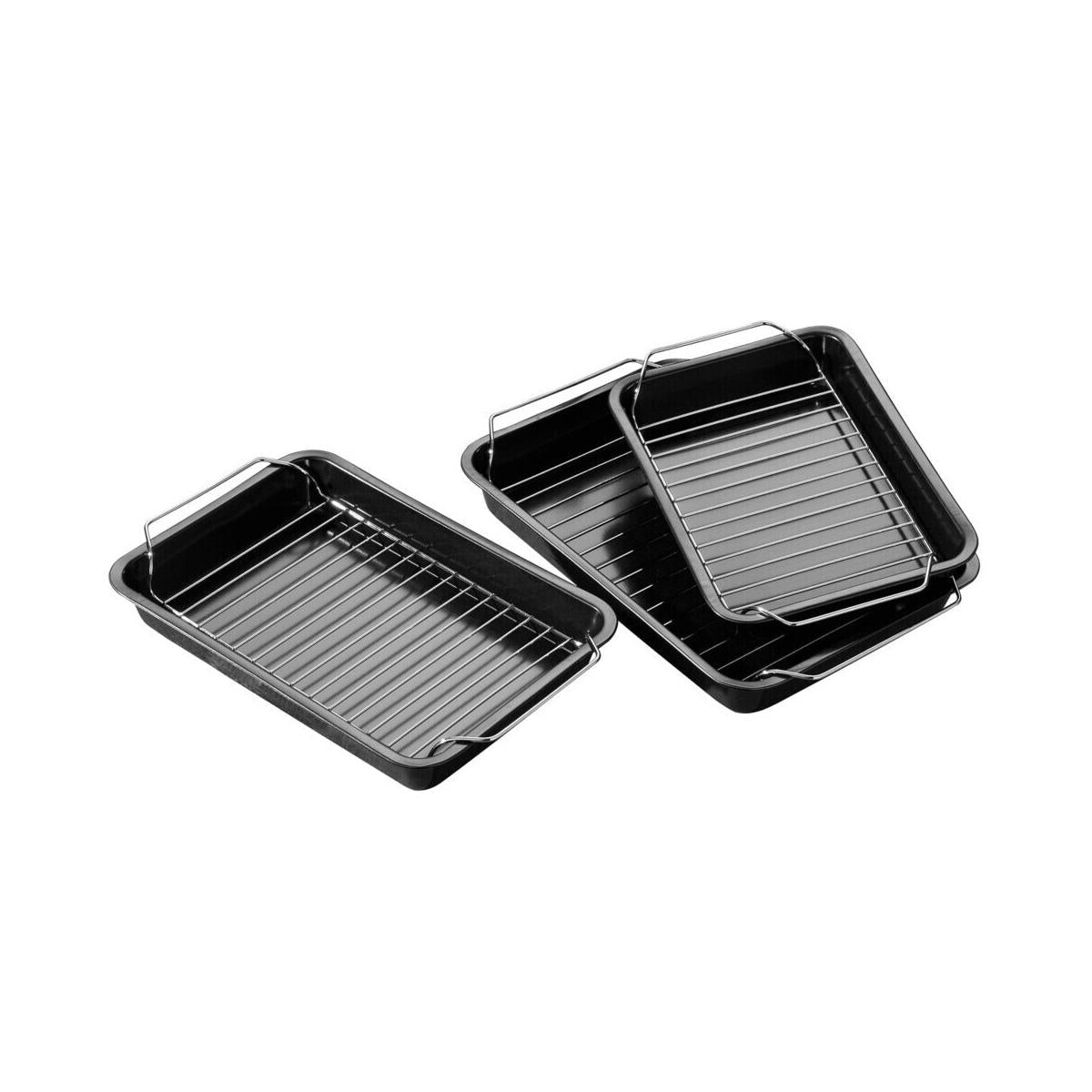 Set Of Three Roasting Trays With Wire Racks